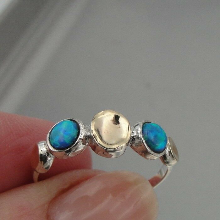 Hadar Designers Handmade 9k Gold Sterling Silver Opal Ring 6,7,8,9,10 (I R694)y