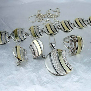 Hadar Designers Handmade 9k Yellow Gold 925 Silver Zircon Ring sz 6,7,8,9 (Ms)7y