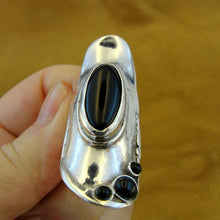 Load image into Gallery viewer, Hadar Designers Handmade 925 Sterling Silver Black Onyx Ring sz 7,8,9,10 (H 174
