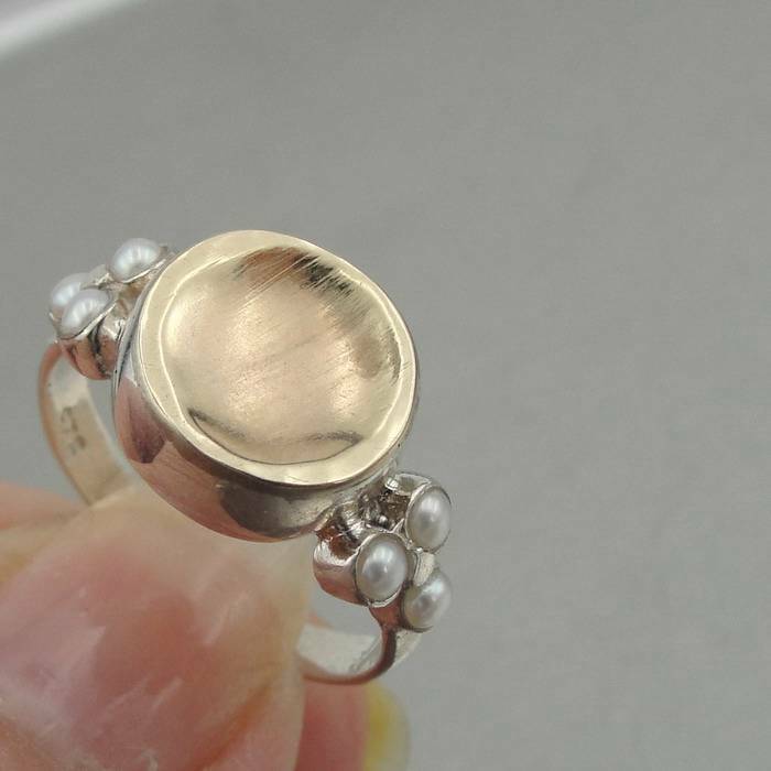 Hadar Designers 9k Yellow Gold Sterling Silver Pearl Ring 6,7,8,9,10 (I r333)7y