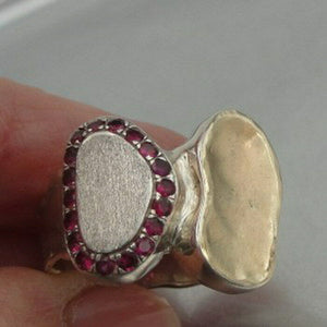 Hadar Designers Ruby Ring 6,7,8,9 Handmade 9k Yellow Gold 925 Silver (I r571)9y