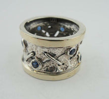 Load image into Gallery viewer, Hadar Designers Handmade 9k Yellow Gold 925 Silver Sapphire cz Ring 6,7,8,9 (Ms