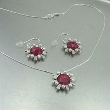 Load image into Gallery viewer, Hadar Designers NEW Handmade 925 Silver Pearl Ruby Pendant Earrings Set (I ne756