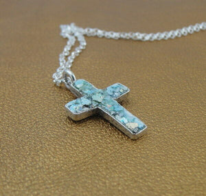 Hadar Designers Sterling Silver Genuine Antique Roman Glass Cross Pendant (as )y