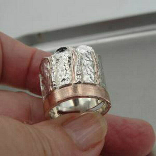 Hadar Designers Sterling Silver 9k Rose Gold Ring sz 6,6.5,7,7.5,8 Handmade (H)y