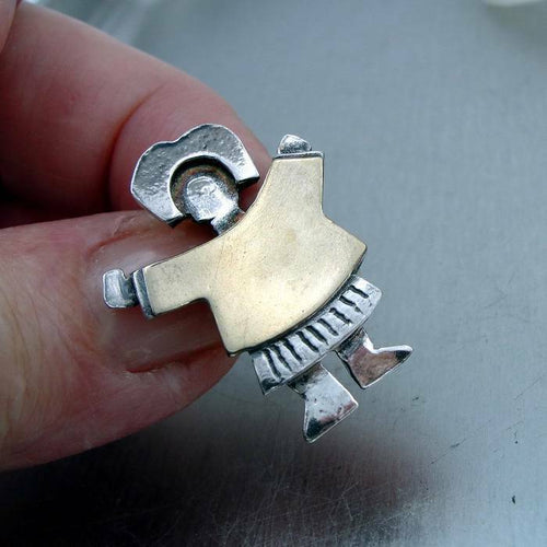 Hadar Designers Handmade 9k Yellow Gold 925 Sterling Silver Brooch Pin (H) SALE