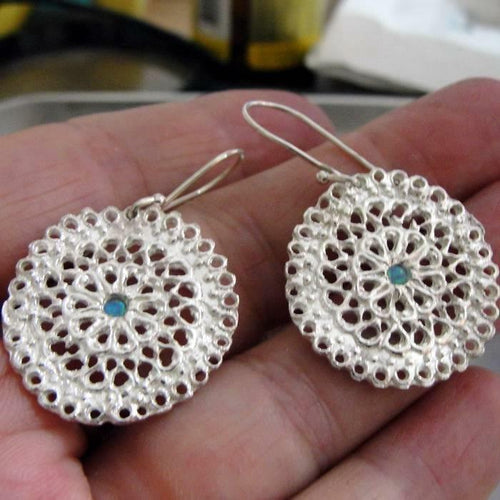 Hadar Designers 925 Sterling Silver Dangle Filigree Ocean Q Earrings (L) SALE