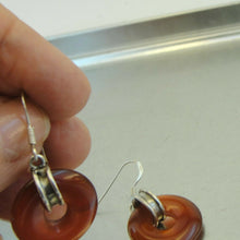 Load image into Gallery viewer, Hadar Designers Dangle Sterling Silver Orange Carnelian Stone Earrings (H) SALE