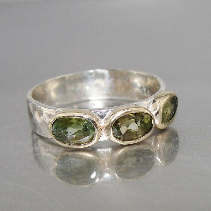 Hadar Designers 9k Gold Tourmaline Ring sz 8, 8.5 925 Sterling Silver (I r309)y