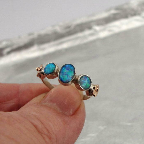 Hadar Designers 9k Rose Gold 925 Silver Opal Ring 5.5,6,7 Handmade (I r355) SALE