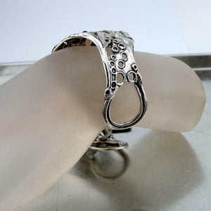 Hadar Designers Israel Handmade Sterling Silver Black Onyx Cuff Bracelet (H 313b