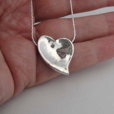 Hadar Designers 925 Sterling Silver Large Heart Pendant Art Handmade (I n253s) 