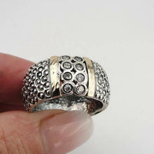 Load image into Gallery viewer, Hadar Designers White Zircon Ring 7,8,9 Handmade 9k Yellow Gold 925 Silver (SN)y