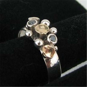 Hadar Designers Handmade 9k Gold 925 Silver Black Diamond Ring 6,7,8,9 (I r404)