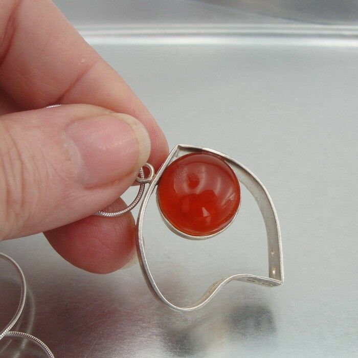 Hadar Designers Handmade Carnelian Sterling Silver Heart Pendant (y 420) SALE