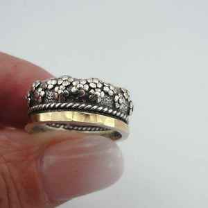 Hadar Designers  9k Yellow Gold 925 Silver Floral Ring sz 6,7,8,9 Handmade (Ms)y