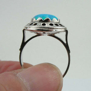 Hadar Designers Blue Opal Ring size 6.5,7 Sterling 925 Silver Handmade () SALE