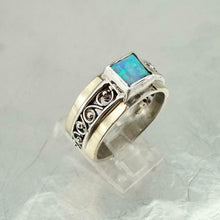 Load image into Gallery viewer, Hadar Designers 9k Yellow Gold 925 Silver Opal Ring 6.5,7,7.5,8,9,10 Handmade(Sy