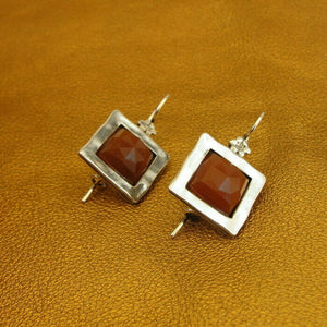 Hadar Designers Carnelian Earrings 925 Sterling Silver Handmade Drop Art (MS) y