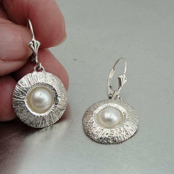 Hadar Designers Handmade Drop Dangle 925 Sterling Silver Pearl Earrings (H) SALE