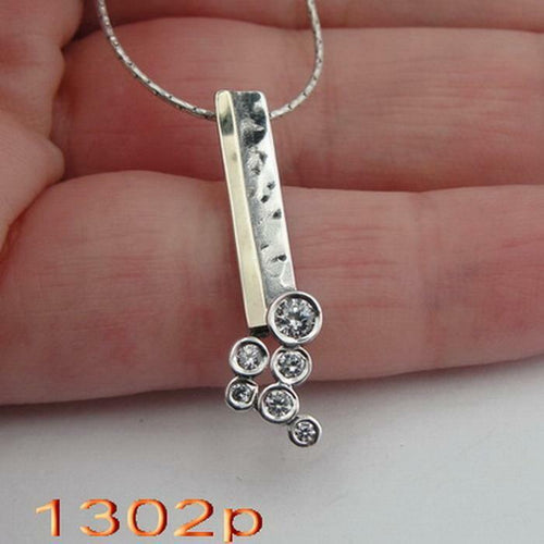 Hadar Designers Handmade Sterling Silver 9k Yellow Gold White Zircon Pendant (sY