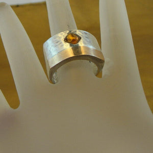 Hadar Designers 9k Rose Gold 925 Silver Baltic Amber Ring sz 7.5,8 Handmade (DKy