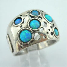 Load image into Gallery viewer, Hadar Designers Blue Opal Ring size 7.5,8 Handmade 925 Sterling Silver (H 1335b)