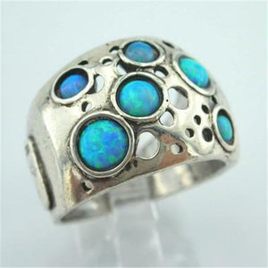 Hadar Designers Blue Opal Ring size 7.5,8 Handmade 925 Sterling Silver (H 1335b)