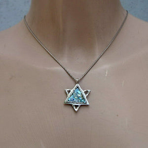 Hadar Designers Roman Glass Star of David Pendant 925 Sterling Silver Art (as) y