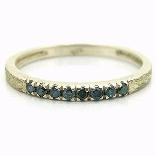 Hadar Designers  Delicate 925 Silver Blue Diamond Ring 6,7,8,9 Handmade (I R819s
