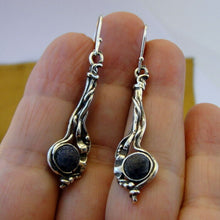 Load image into Gallery viewer, Hadar Designers Sterling 925 Silver Lava stone Earrings Handmade Long (H) SALE