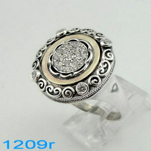 Hadar Designers 9k Yellow Gold 925 Silver Zircon Ring 6,7,8,8.5,9 Handmade (Ms)y