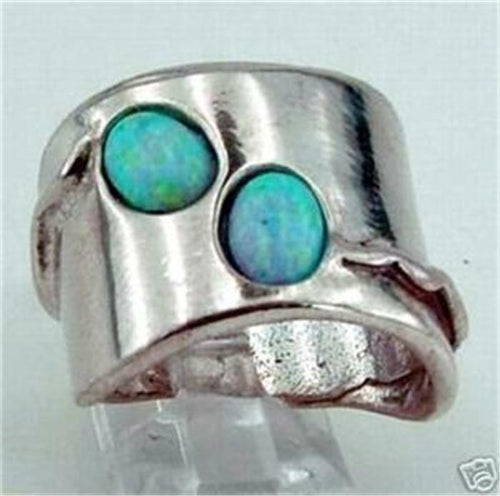 Hadar Designers Handmade Unique Sterling Silver Opal Ring 6,7,8,9,10 (H 1006