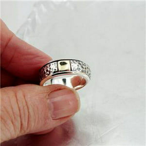 Hadar Designers Swivel 9k Yellow Gold 925 Silver Ring sz 6.5,7 Handmade () SALE