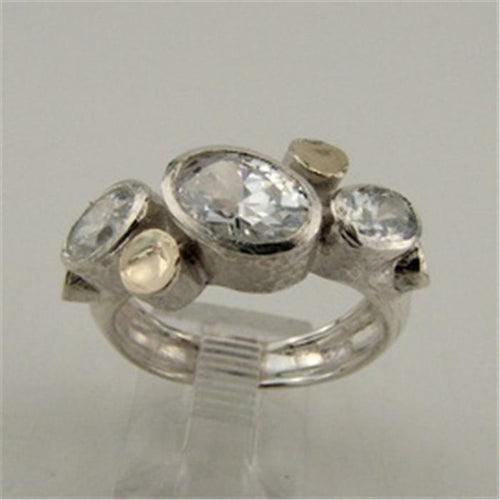 Hadar Designer 9k Yellow Gold 925 Silver Blue Topaz Ring 7,8,9,10Handmade(I r384