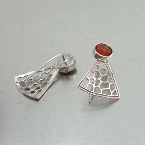Hadar Designers 925 Sterling Silver Carnelian Earrings Artistic Handmade Gift (V