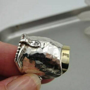 Hadar Designers 925 Silver 9k Yellow Gold Ring size 8,8.5 Handmade (H) SALE