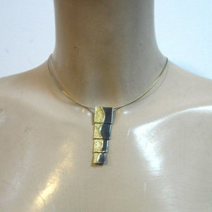 Hadar Designers yellow Gold Plated 925 Silver Double Collar Pendant Handmade ()