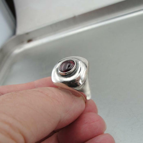 Hadar Designers Handmade 925 Sterling Silver Red Garnet Ring size 7.5 (H) SALE