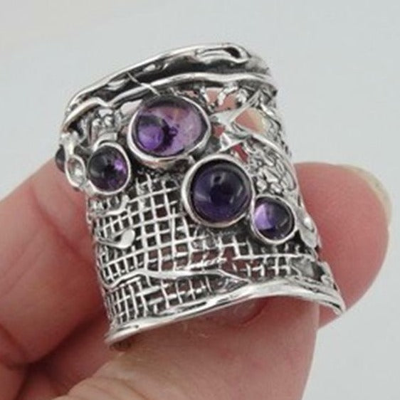 Hadar Designers 925 Sterling Silver Amethyst Ring Handmade sz 6,7,8,9,10 (H 144)