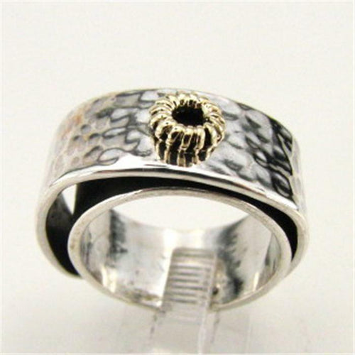 Hadar Designers Handmade 9k yellow Gold Sterling Silver Ring size 7,7.5 (H) SALE