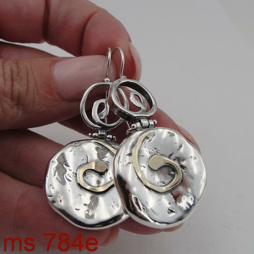 Hadar Designers Earrings 9k Yellow Gold 925 Sterling Silver Gift Handmade (Ms