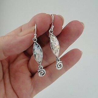 Hadar Designers Handmade 925 Sterling Silver Antique Roman Glass Earrings (as) 