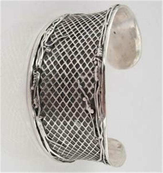 Hadar Designers Israel Handmade Art Wide Sterling Silver Cuff Bracelet (H) y