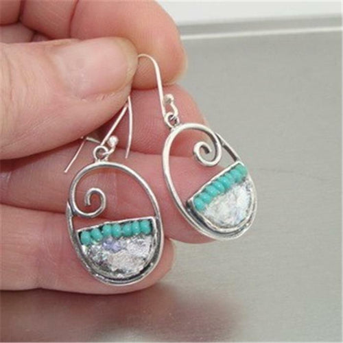 Hadar Designers 925 Sterling Silver Roman Glass Turquoise Earrings Handmade (as