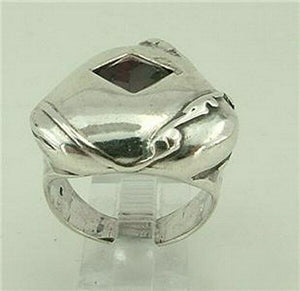 Hadar Designers Handmade 925 Sterling Silver Garnet Ring sz 7.5,8 (H 1770) SALE