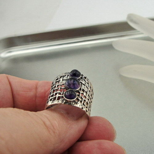 Hadar Designers Amethyst Ring sz 6.5,7,8,9,10 Handmade Sterling Silver (H 142) y