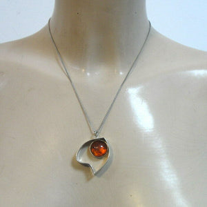 Hadar Designers Handmade Amber 925 Sterling Silver Heart Pendant (y 420) SALE