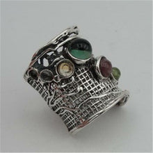 Load image into Gallery viewer, Hadar Designers Tourmaline Ring  6,7,8,9,10 Handmade 925 Sterling Silver (H 144)