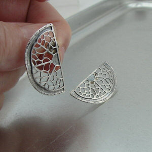Hadar Designers 925 Sterling Silver Stud Earrings Handmade Artistic Gift (V)SALE
